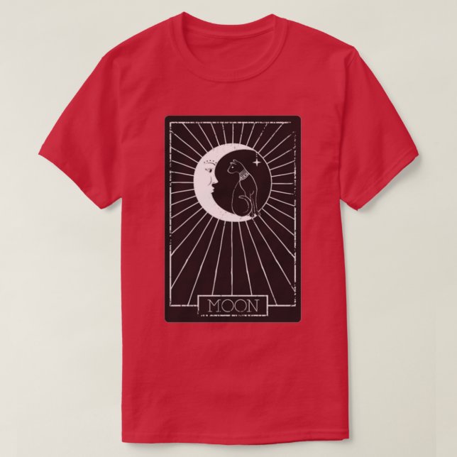 Camiseta Placa Tarot Crescent Moon E Cat Graphic (Frente do Design)