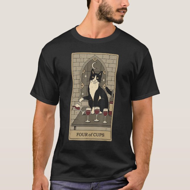 Camiseta Placa Tarot Quatro Da Lua Crescente E Do Capa De G (Frente)