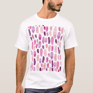 Camiseta Placas De Aquarela: Cor De Rosa, Púrpura.