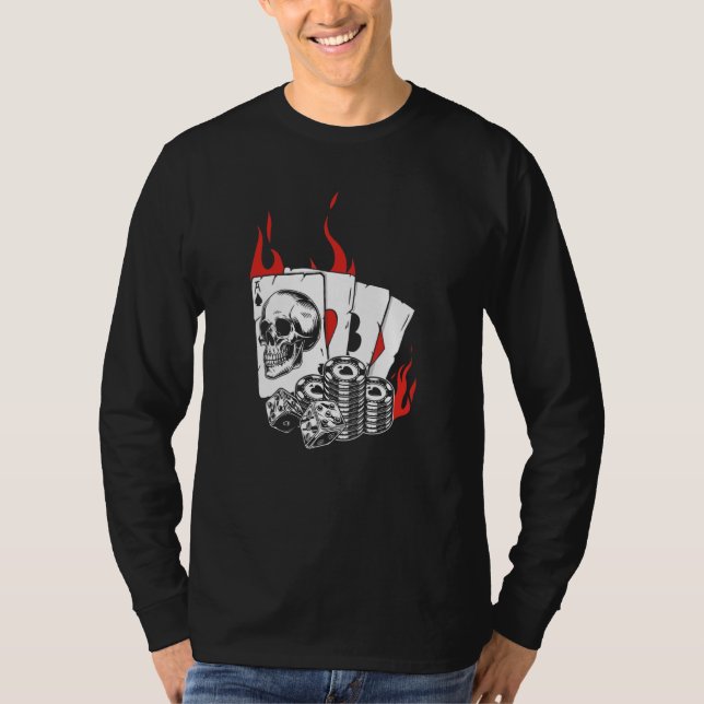 Camiseta Placas do Skull Jogando Gambler Acessa o Holdem Te (Frente)