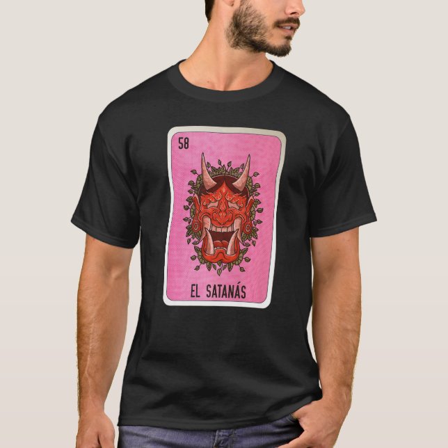 Camiseta Placas Loteria Mexicanas El Satanas (Frente)