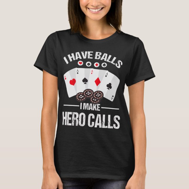 Camiseta Placas Poker Hero Chamadas Bluff Fold Poker (Frente)