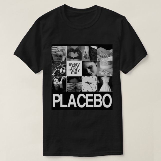 Camiseta Placebo black and white photo collage Brian Molko  (Frente do Design)