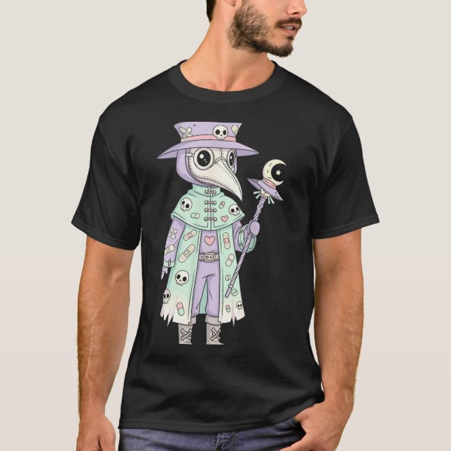 Camiseta Plague Doctor Gothic Pastel Cute Moth Face Mask Oc (Frente)