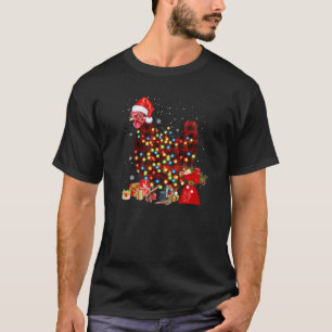 Camiseta Plaid Galo Chapéu de Papai Noel Luzes Buffalo Pija