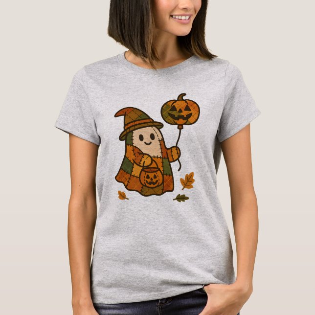 Camiseta Plaid Ghost with Pumpkin Balloon T-Shirt  (Frente)
