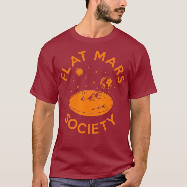 Camiseta Planat Mars Society Flat Earth Universo Sci-Fi (Frente)