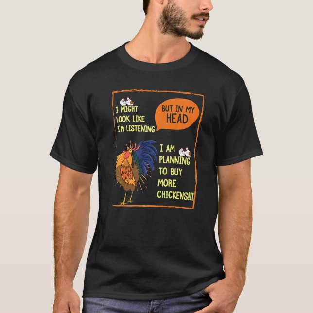 Camiseta Planejando Comprar De Mais Galinha Engraçada Amor  (Frente)