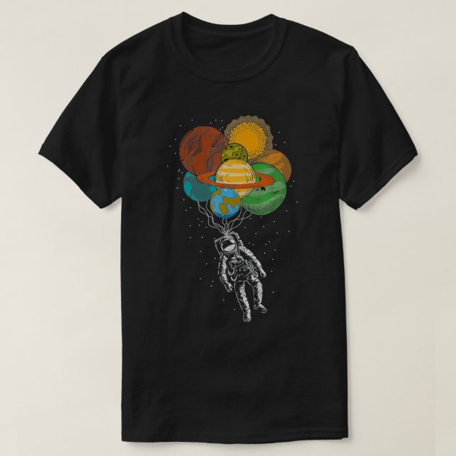 Camiseta Planet Balloon Space Science Kids Gift Galay Astro (Frente do Design)