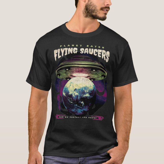 Camiseta Planet Comer Sensor Voador Alienígena Espacial Sci (Frente)