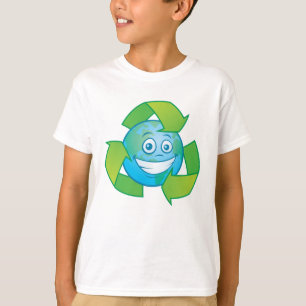 Camiseta Planet Earth Recycle Cartoon Character