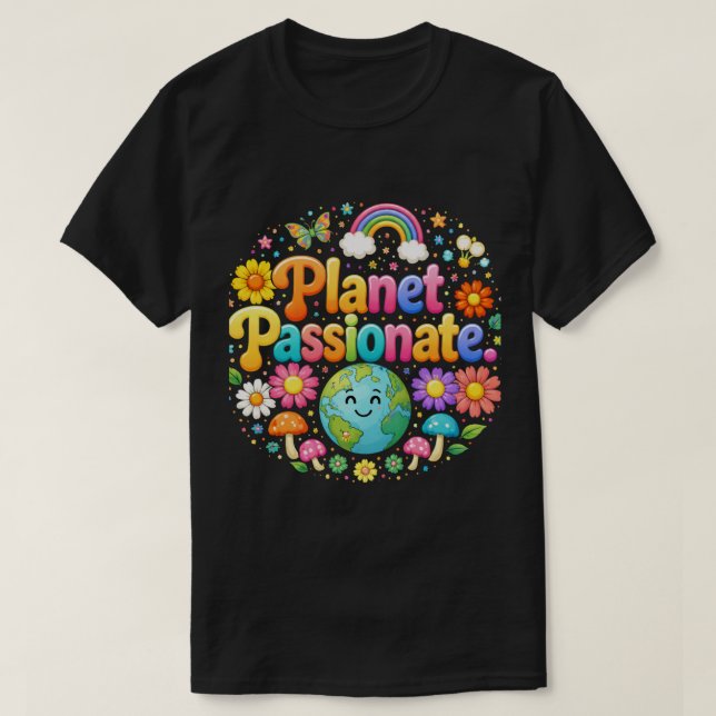 Camiseta Planet Passionate Colorful Typography (Frente do Design)
