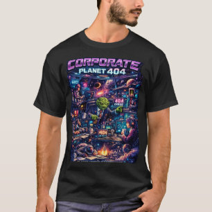 Camiseta Planeta Corporativo 404 Escritório Espacial Retro