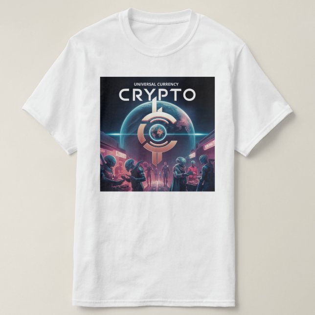Camiseta Planeta Criptográfico Branco (Frente do Design)