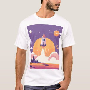 Camiseta Planeta de Lançamento de Foguete Unisex Alienígena