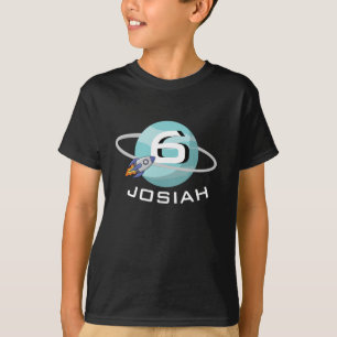 Camiseta Planeta e nave espacial, aniversário