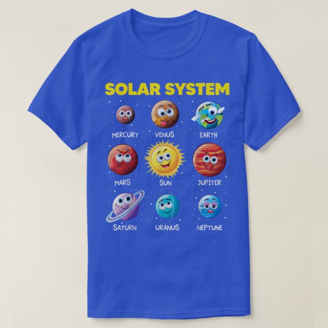 Camiseta Planeta Engraçado pelo Sistema Solar Engraçado Enf (Frente do Design)