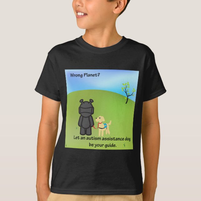 Camiseta Planeta errado? Cães do auxílio do autismo (Frente)