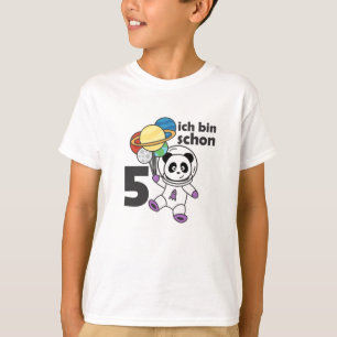 Camiseta Planeta Espacial Panda, 5 Anos, Aniversário