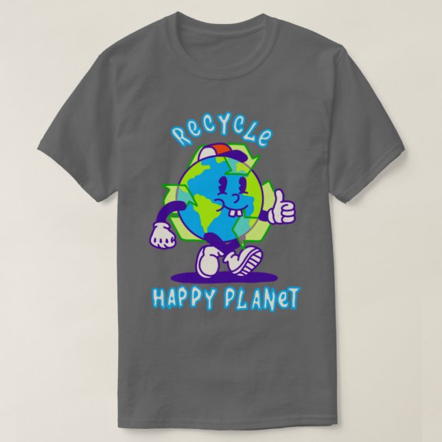 Camiseta Planeta feliz reciclar (Frente do Design)