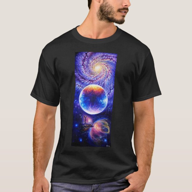 Camiseta Planeta Galáxia e nebulosa (Frente)