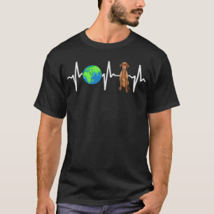 Camiseta Planeta Global Terra Vizsla Heartbeat Cão Lover
