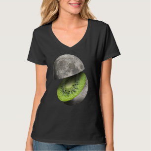 Camiseta Planeta Lua Fruta Kiwi Cortou Espaço de Astronomia