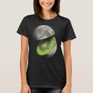 Camiseta Planeta Lua Fruta Kiwi Cortou Espaço de Astronomia
