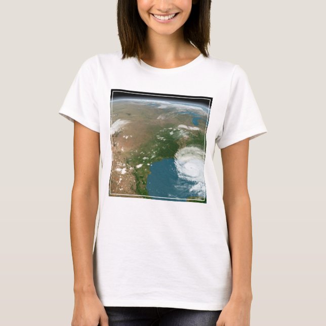 Camiseta Planeta Panorâmico Terra E Os Eua. (Frente)