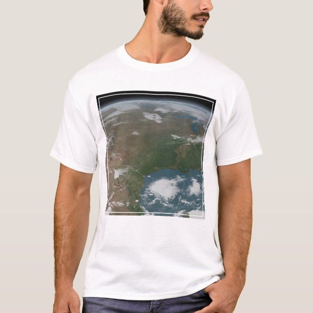 Camiseta Planeta Panorâmico Terra E Os Eua. 2 (Frente)