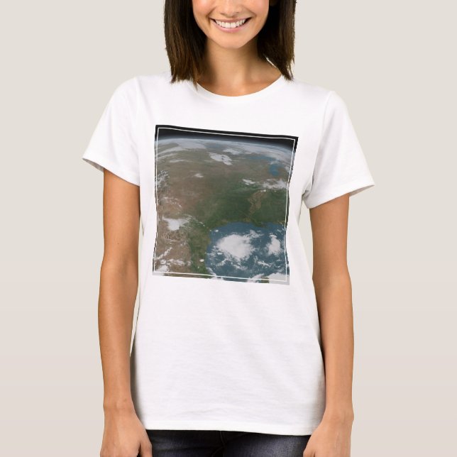 Camiseta Planeta Panorâmico Terra E Os Eua. 2 (Frente)