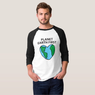 Camiseta Planeta Primeiro Ícone Ecológico Feliz Clipe Ter