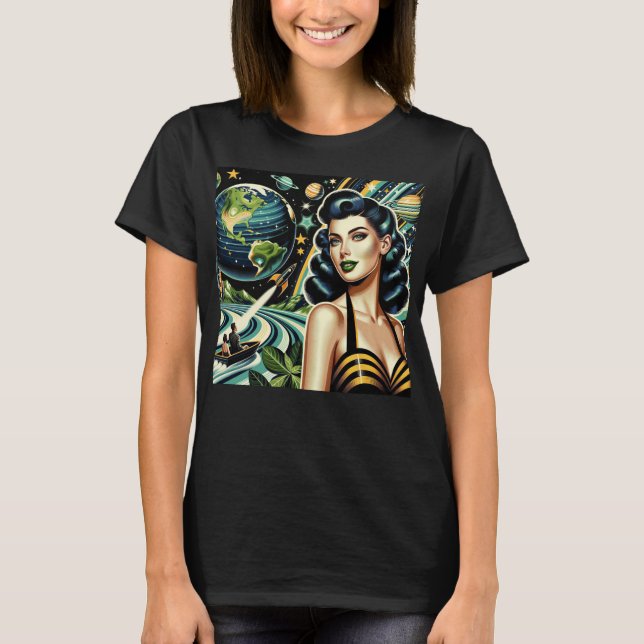 Camiseta Planeta Retro Pin-Up  (Frente)