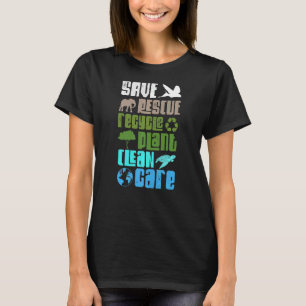 Camiseta Planeta Salvar Animais de Emergência Reciclar Plan
