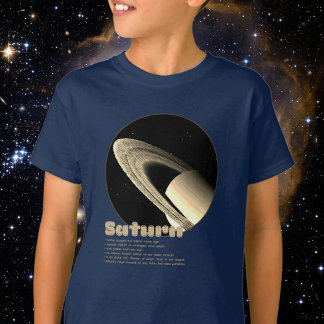 Camiseta Planeta Saturno com anéis e crianças de fatos