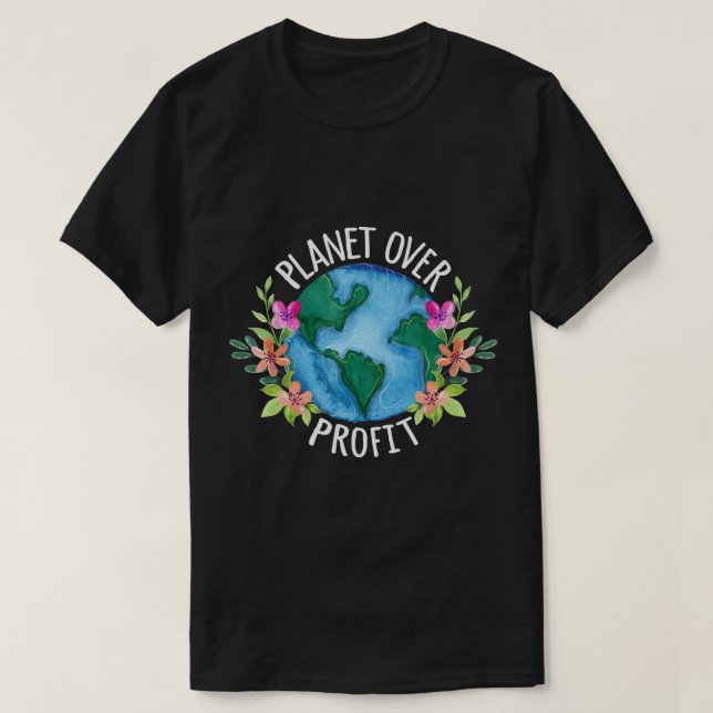 Camiseta Planeta Sobre Lucro Salva A Campanha Terrestre Awa (Frente do Design)