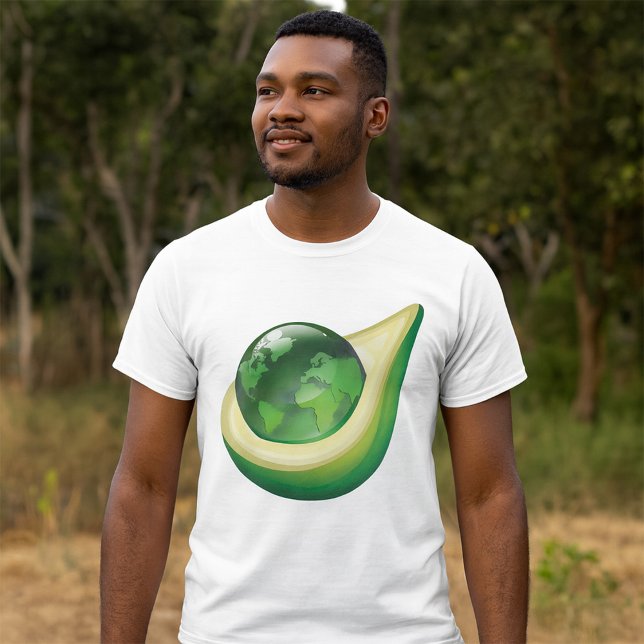 Camiseta Planeta Sustentável Eco Earth Avocado Globe (Criador carregado)