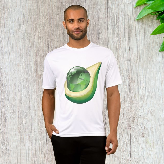 Camiseta Planeta Sustentável Eco Earth Avocado Globe (Criador carregado)