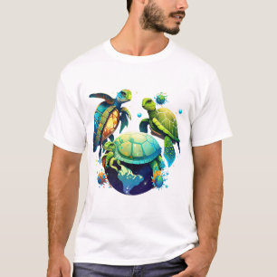 Camiseta Planeta Tartaruga Marinha Dia da Terra Meio Ambien
