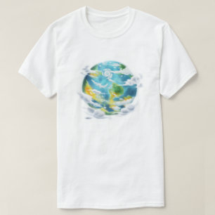 Camiseta Planeta Terra dos Desenhos Animados Fofo Ecológico