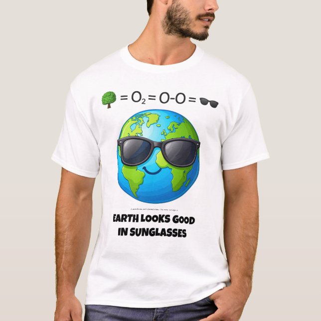 Camiseta Planeta Terra em Óculos Solares - Teto de Ação Cli (Frente)