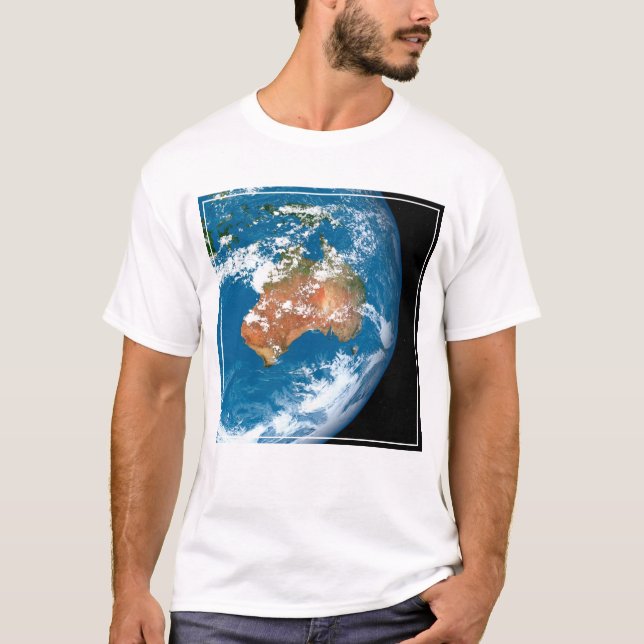 Camiseta Planeta Terra Mostrando Nuvens Sobre A Austrália. (Frente)