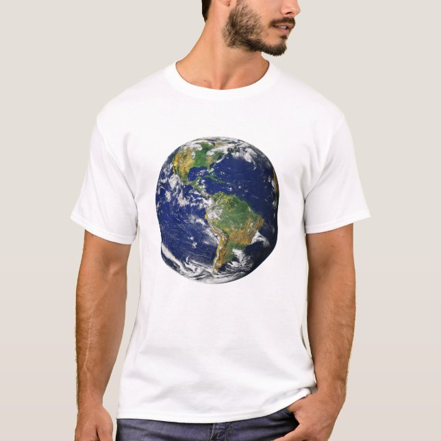 Camiseta Planeta Terra - O Mármaco Azul (Américas) T-Sh (Frente)
