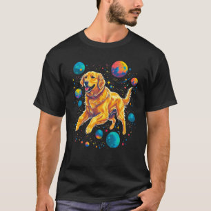 Camiseta Planeta Universo Cão Golden Retriever Arte