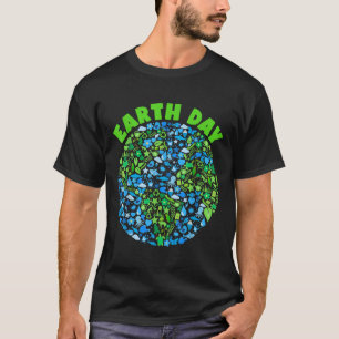 Camiseta Planeta Verde Azul Natureza Elementos do Dia da Te