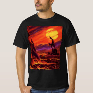 Camiseta Planeta Vulcão de Ficção Científica Vintage com La