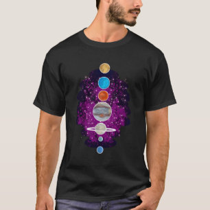 Camiseta Planetas Alinhando Corpos Celestiais Espaço Galáxi