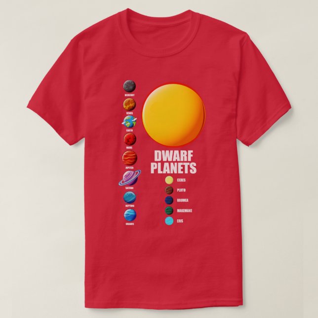 Camiseta Planetas anões (Frente do Design)