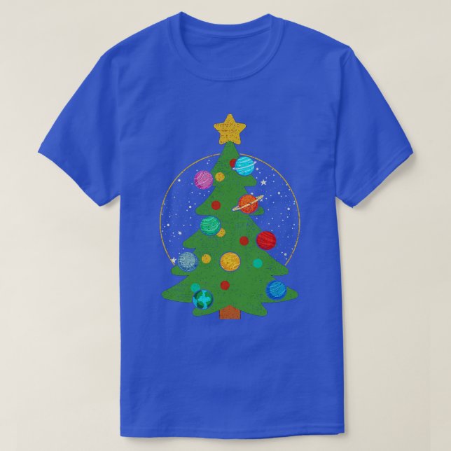 Camiseta Planetas Árvores de Natal Sistema Solar 1 (Frente do Design)