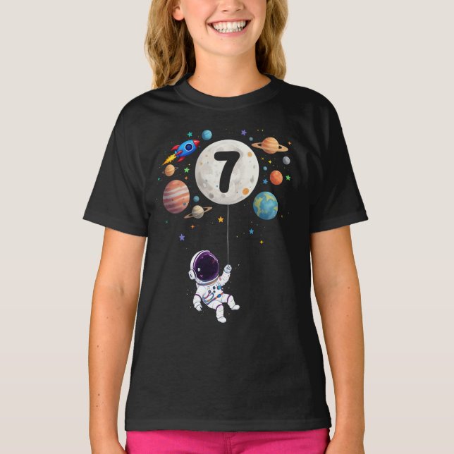 Camiseta Planetas Astronautas de 7 Anos Astronauta 7 Astron (Frente)